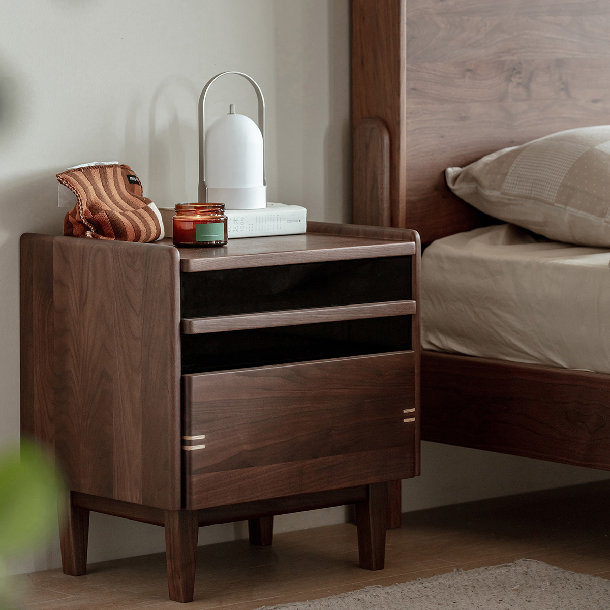 Woody Prime Walnut ウォールナット材 天然木コンパクトナイトテーブル