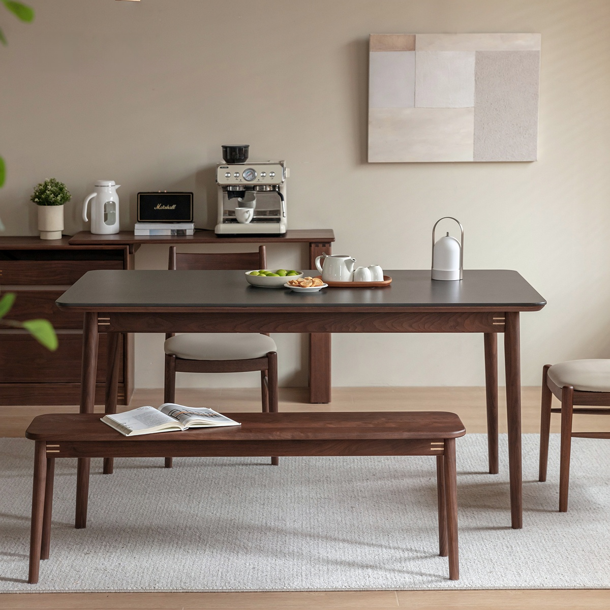 Woody Prime Walnut ウォールナット材 一枚セラミック天板ダイニングテーブル