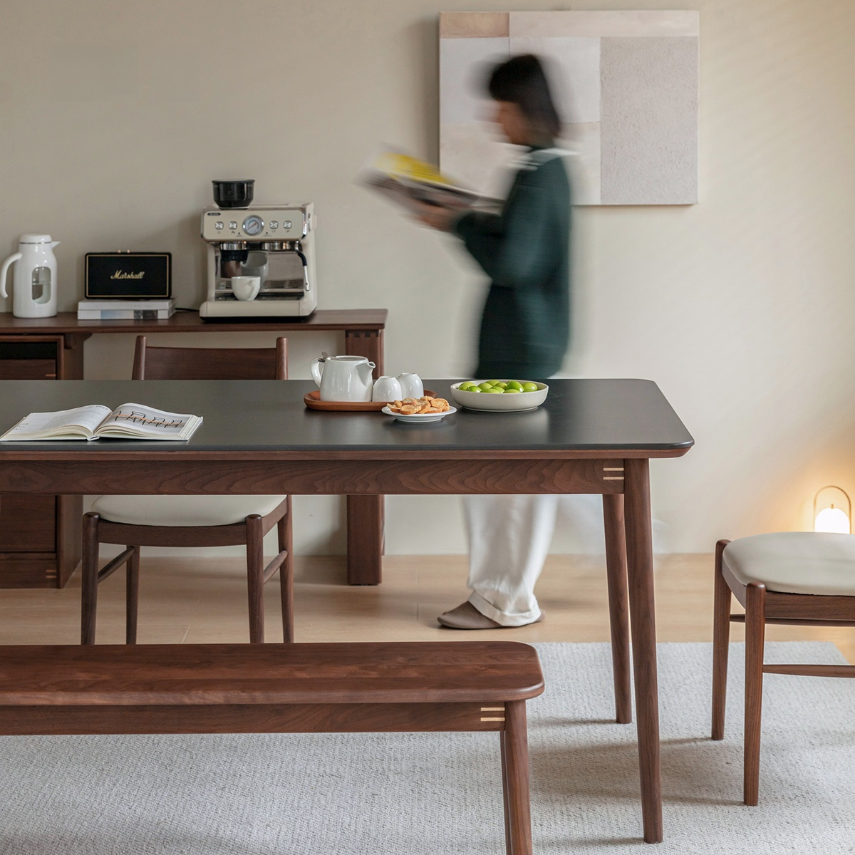 Woody Prime Walnut ウォールナット材 一枚セラミック天板ダイニング