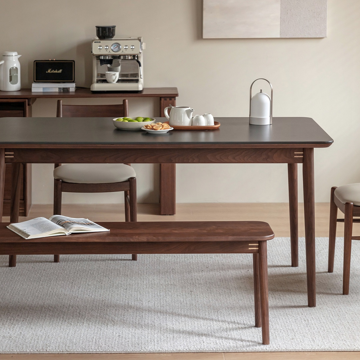 Woody Prime Walnut ウォールナット材 一枚セラミック天板ダイニングテーブル