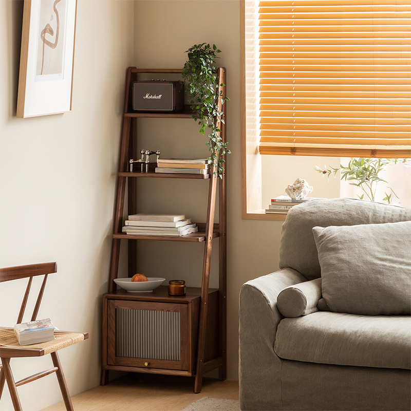 Woody Prime Walnut ウォールナット材 天然木収納サイドラック