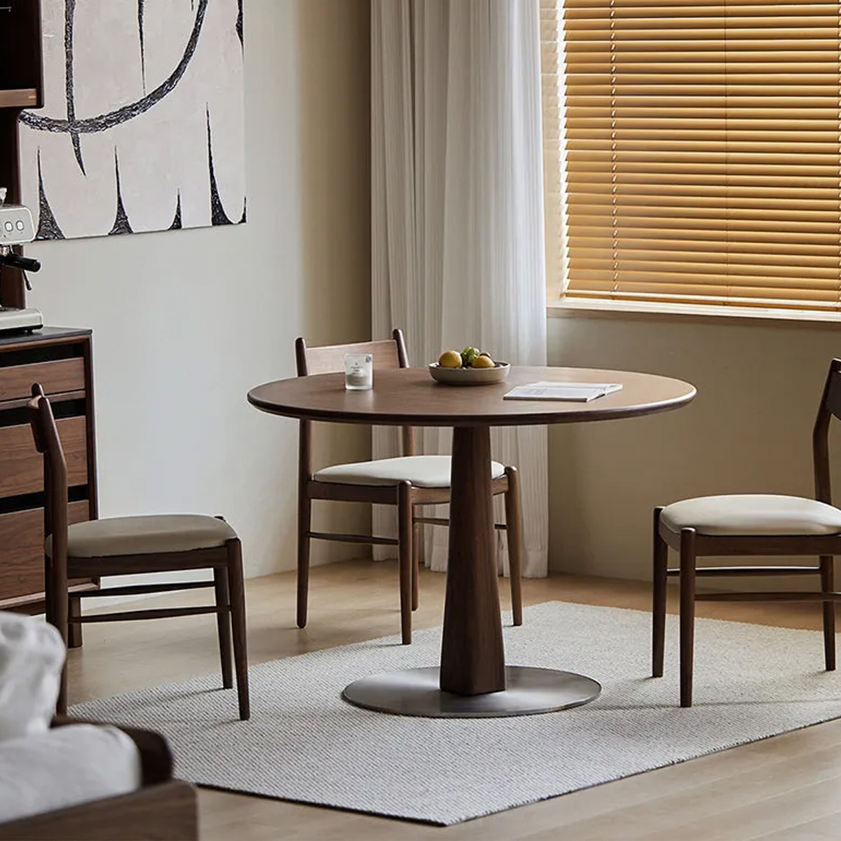 Woody Prime Walnut ウォールナット材 天然木ラウンドダイニング