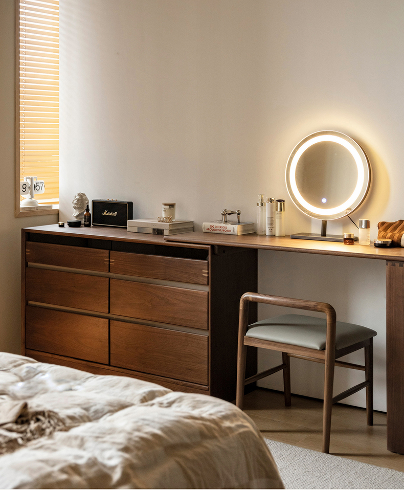 Woody Prime Walnut ウォールナット材 チェスト付き伸長式ドレッサー