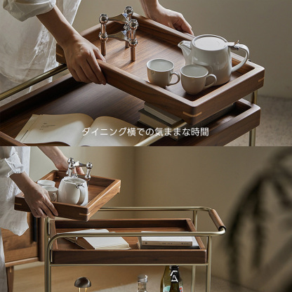 Woody Prime Walnut ウォールナット材 キャスター付きサイドテーブル