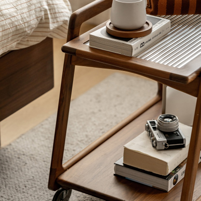 Woody Prime Walnut ウォールナット材 天然木キャスター付きサイド