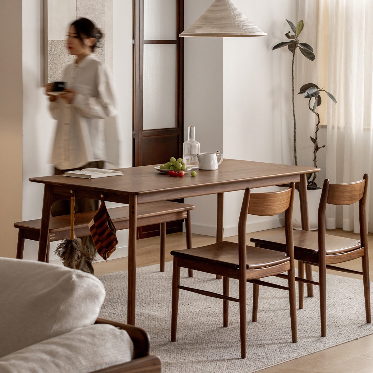 Woody Prime Walnut ウォールナット材 天然木ベーシックダイニングテーブル