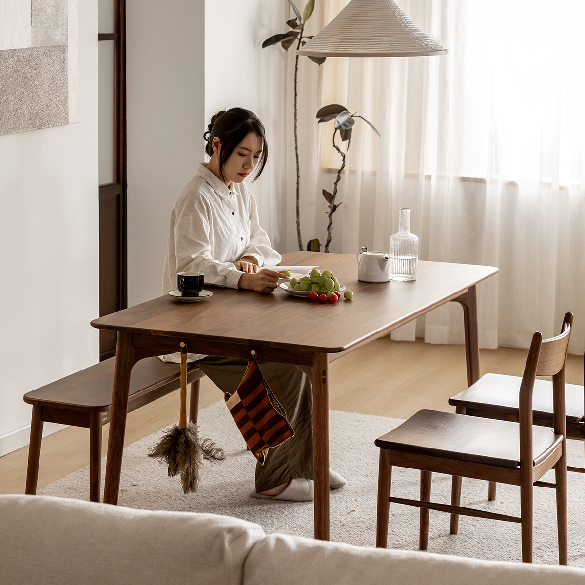 Woody Prime Walnut ウォールナット材 天然木ベーシックダイニングテーブル