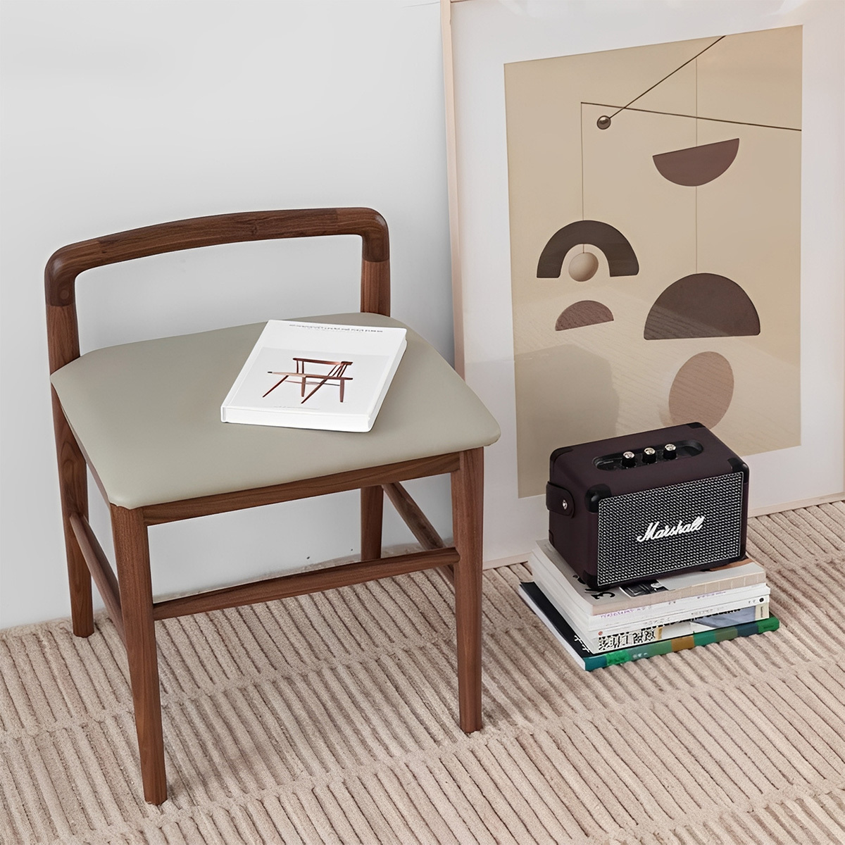 Woody Prime Walnut ウォールナット材 ドレッサースツール | 快適さと