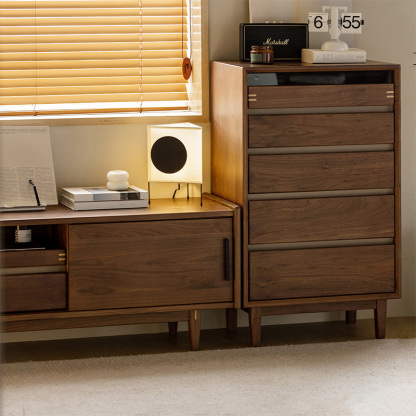 Woody Prime Walnut ウォールナット材 天然木五段チェスト