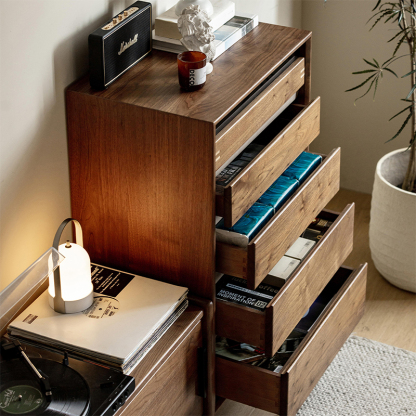 Woody Prime Walnut ウォールナット材 天然木五段チェスト