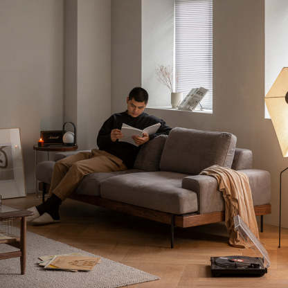 Woody Prime Walnut ウォールナット材 木製フレームファブリックソファ