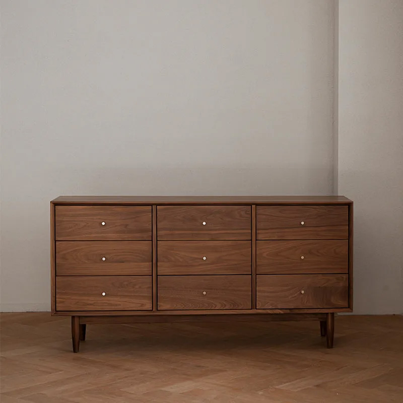 Woody Prime Walnut ウォールナット材 北欧風木製9マスキャビネット