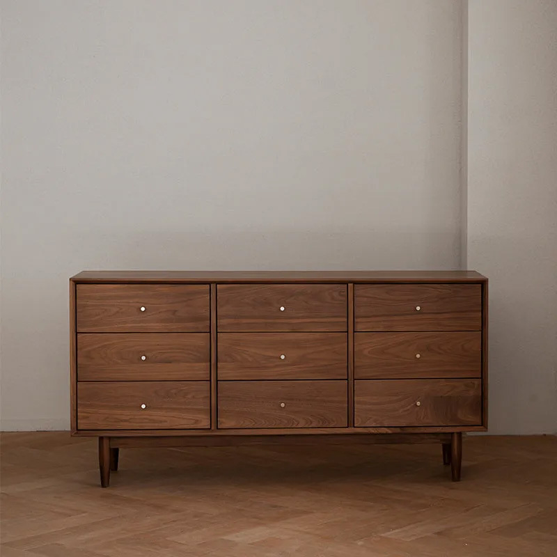 Woody Prime Walnut ウォールナット材 北欧風木製9マスキャビネット