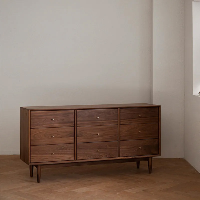 Woody Prime Walnut ウォールナット材 北欧風木製9マスキャビネット