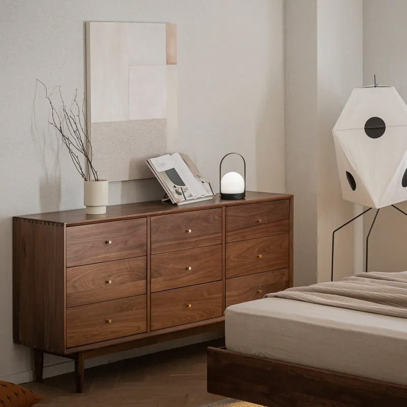 ナチュラルウッドハート型キャビネット Woody Prime Walnut ウォールナット材 北欧風木製9マスキャビネット