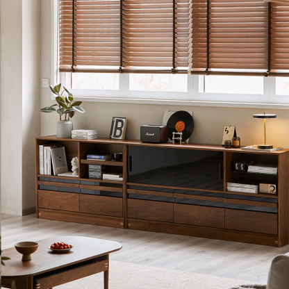 Woody Prime Walnut ウォールナット材 大容量組み合わせサイドボード