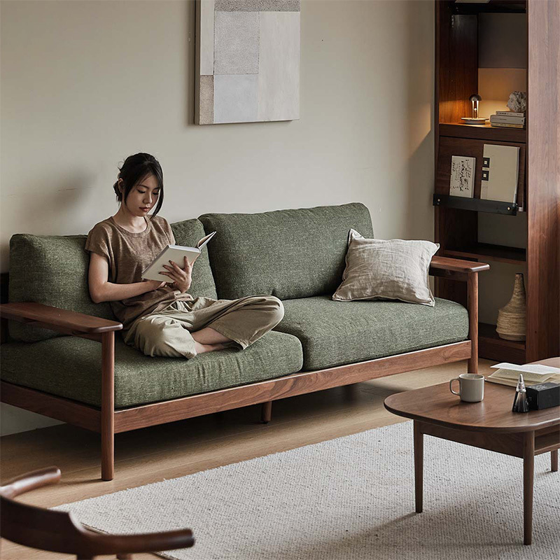 Woody Prime Walnut ウォールナット材 ヴィンテージ風木製ソファ【カスタマイズ可】