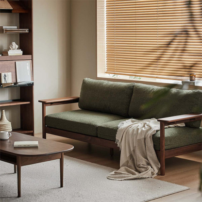 Woody Prime Walnut ウォールナット材 ヴィンテージ風木製ソファ【カスタマイズ可】