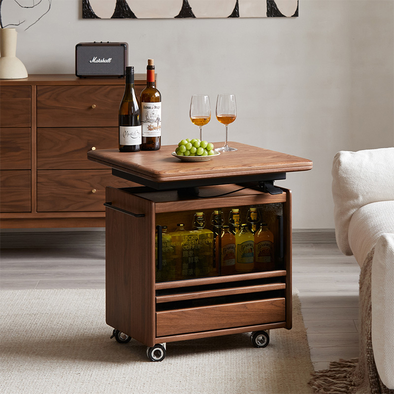 Woody Prime Walnut ウォールナット材 拡張回転式キャリーサイドテーブル