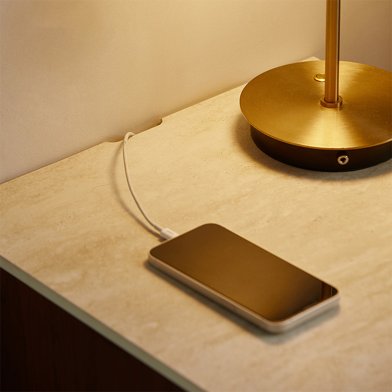 Woody Prime Walnut ウォールナット材 大理石調ベッドサイドテーブル