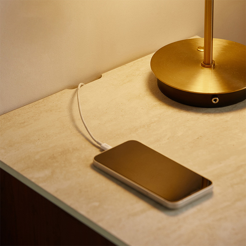 Woody Prime Walnut ウォールナット材 大理石調ベッドサイドテーブル