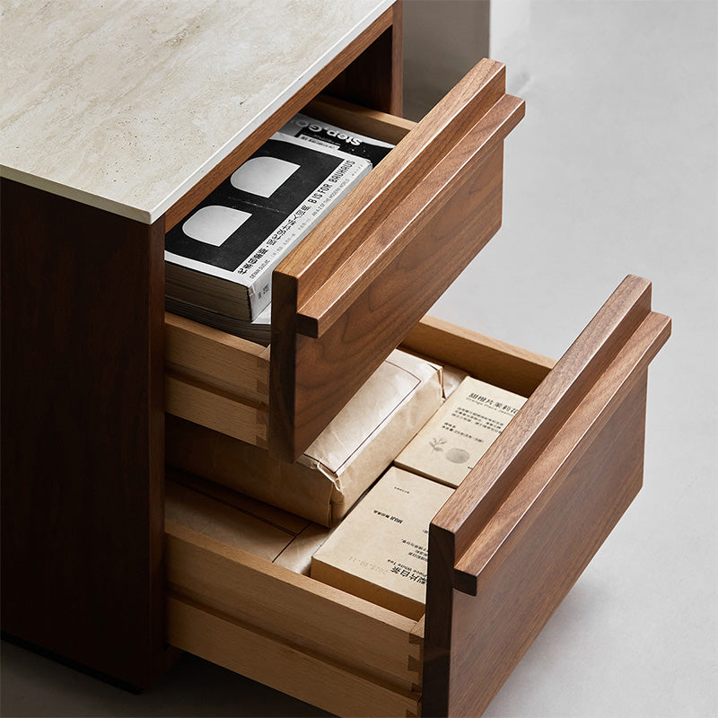 Wood style サイドテーブル 大理石調 机・テーブル