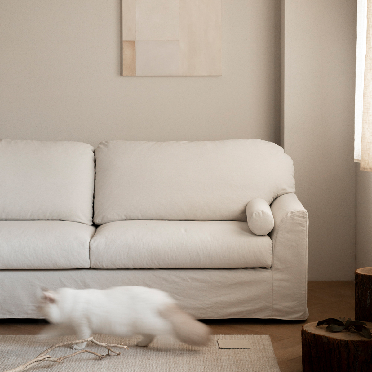 Woody Prime Walnut ナチュラル風リネンソファ【カスタマイズ可】