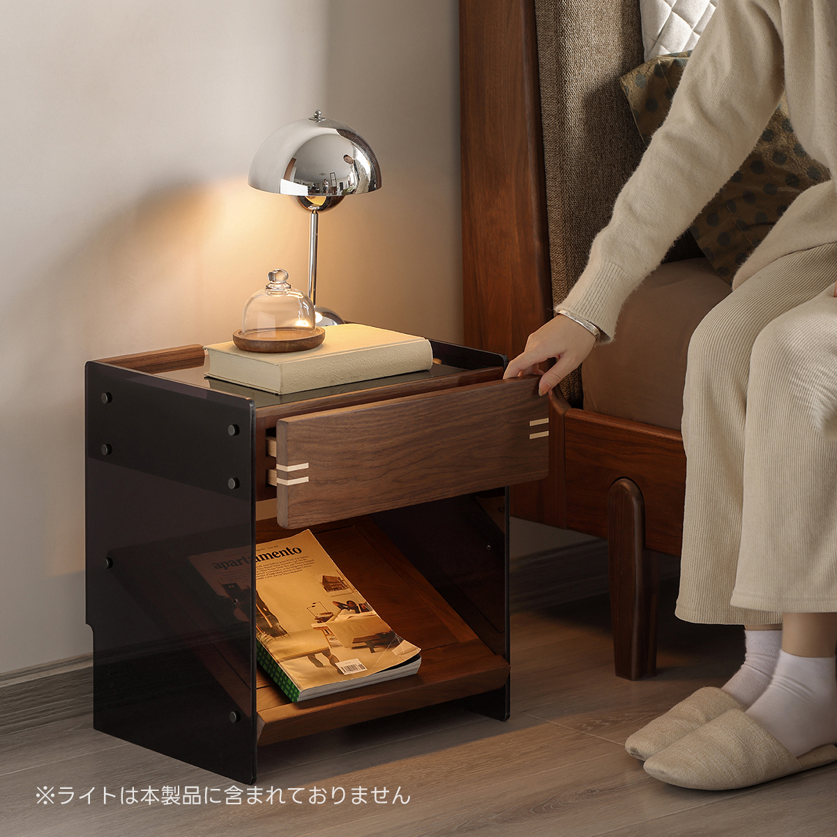 【送料込】新品　ナイトテーブル　ウォールナット 楽天市場】(正規品)ナイトテーブル ベッドサイドテーブル 完成品