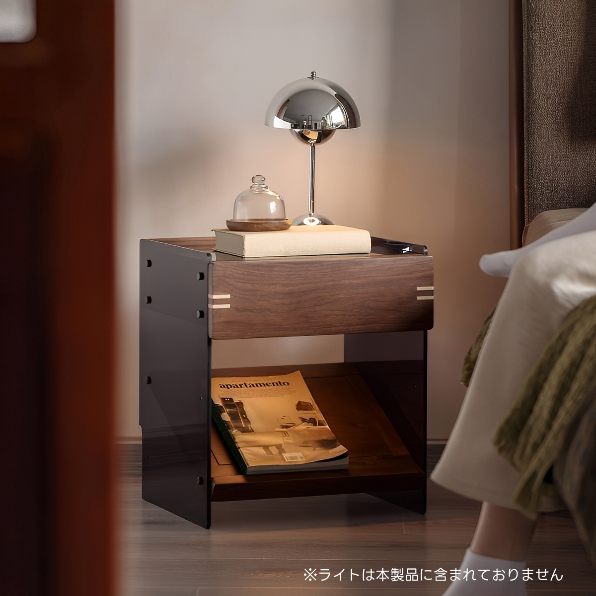 Woody Prime Walnut ウォールナット材 浮遊デザインナイトテーブル