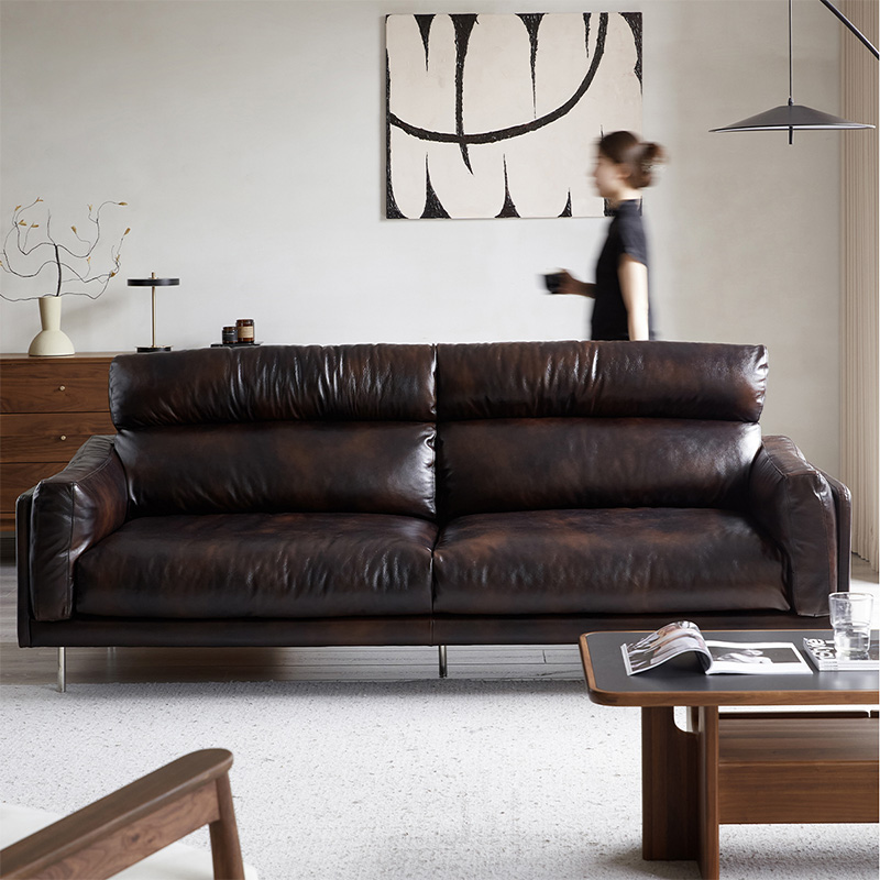 Woody Prime Walnut 牛本革リビングソファ【カスタマイズ可】