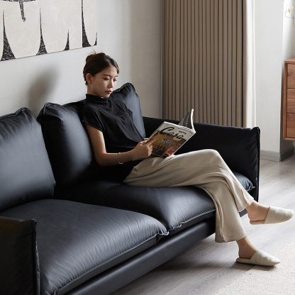 Woody Prime Walnut フェイクレザーリビングソファ【カスタマイズ可】