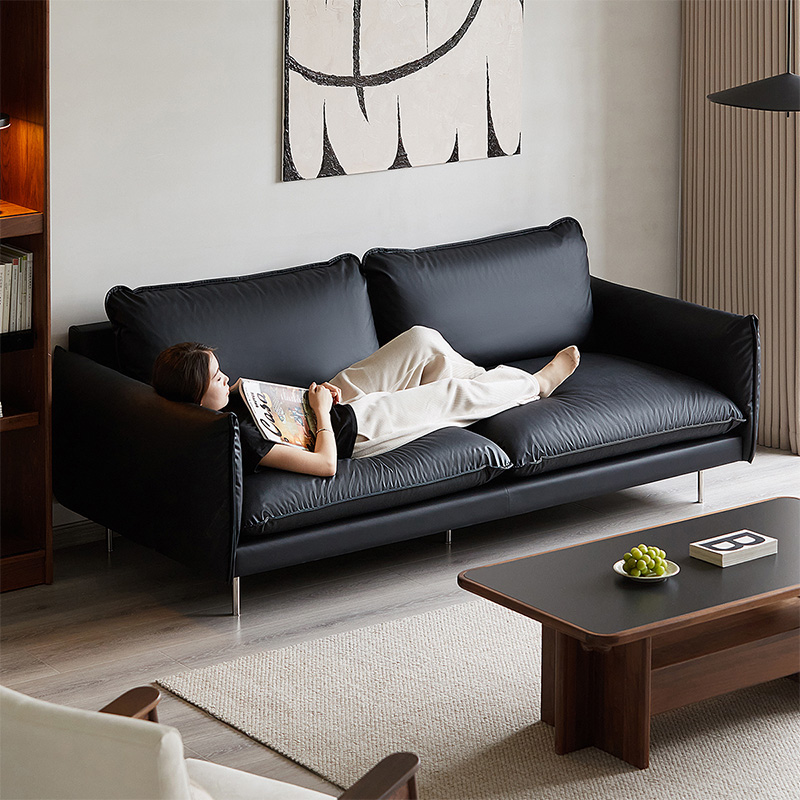 Woody Prime Walnut フェイクレザーリビングソファ【カスタマイズ可