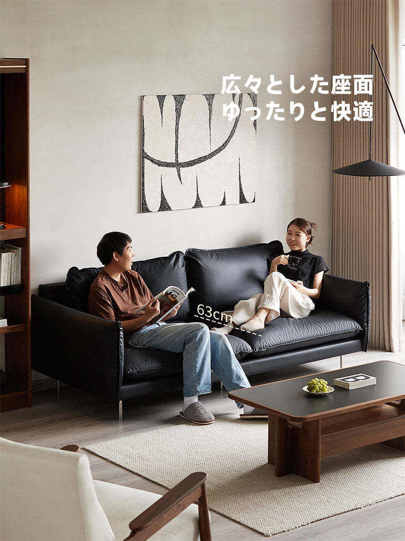 フェイクレザーリビングソファ