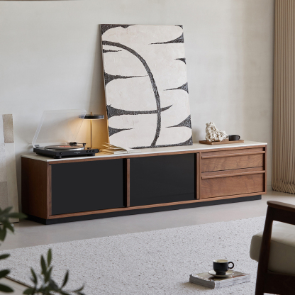 Woody Prime Walnut ウォールナット材 トラバーチンテレビボード