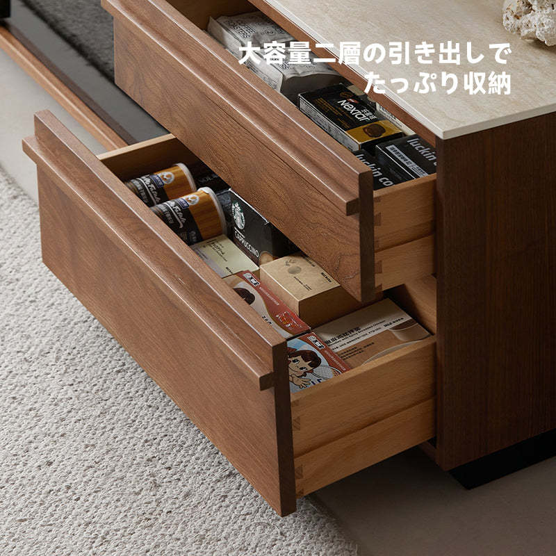 ウォールナット材 トラバーチンテレビボード