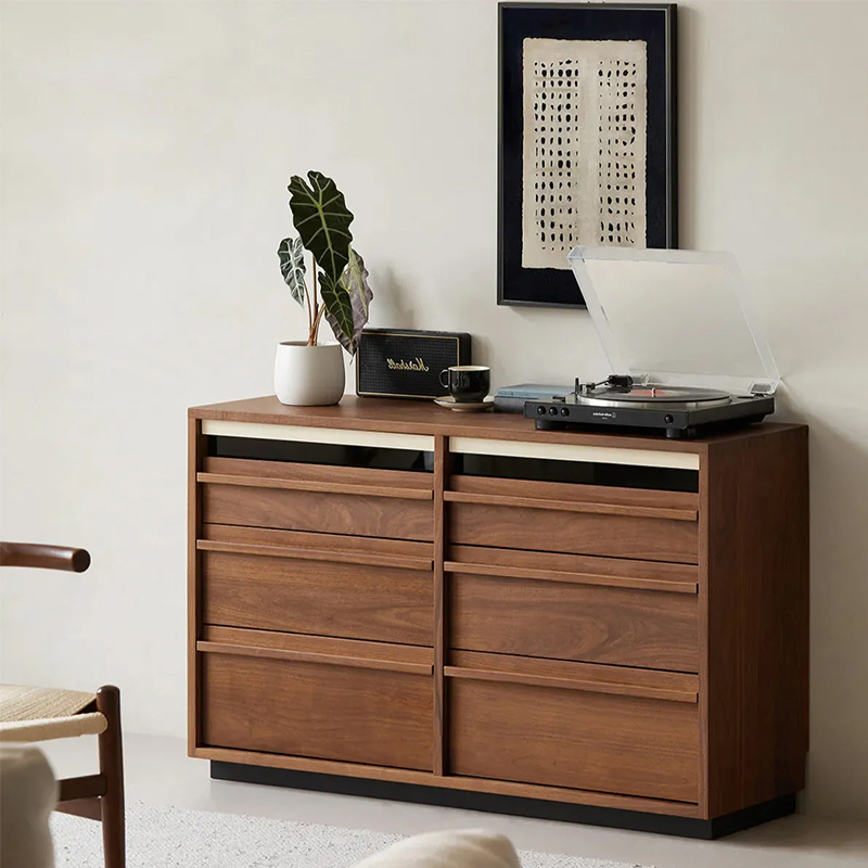 Woody Prime Walnut ウォールナット材 木製キャビネット三段六杯