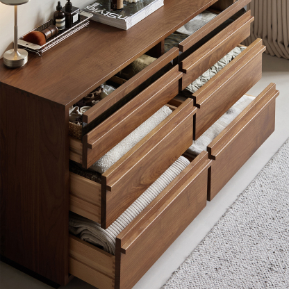 Woody Prime Walnut ウォールナット材 木製キャビネット三段六杯