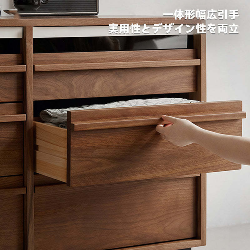 ウォールナット材 木製キャビネット三段六杯