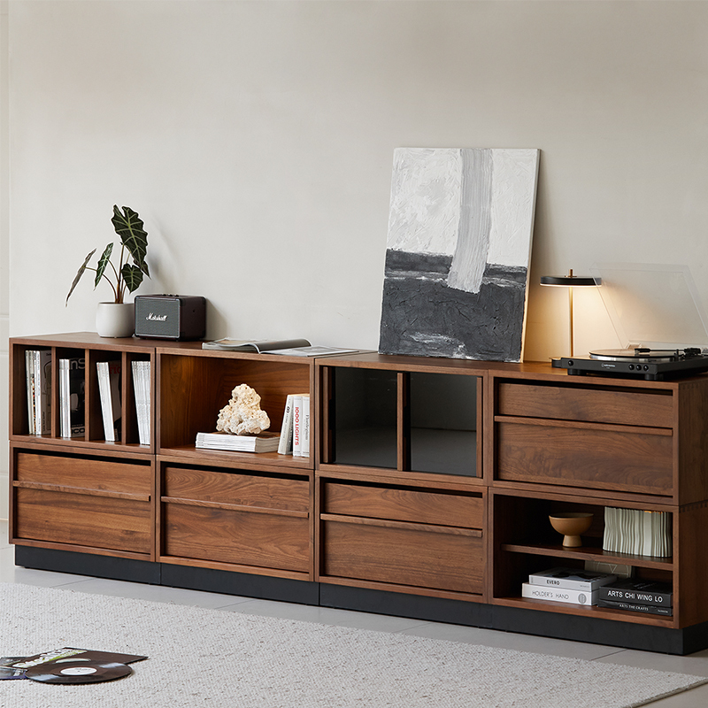 Woody Prime Walnut ウォールナット材 ユニット式木製キャビネット