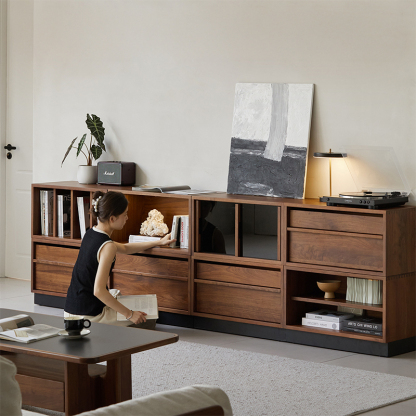 Woody Prime Walnut モジュール式キャビネット【高級天然ブラック