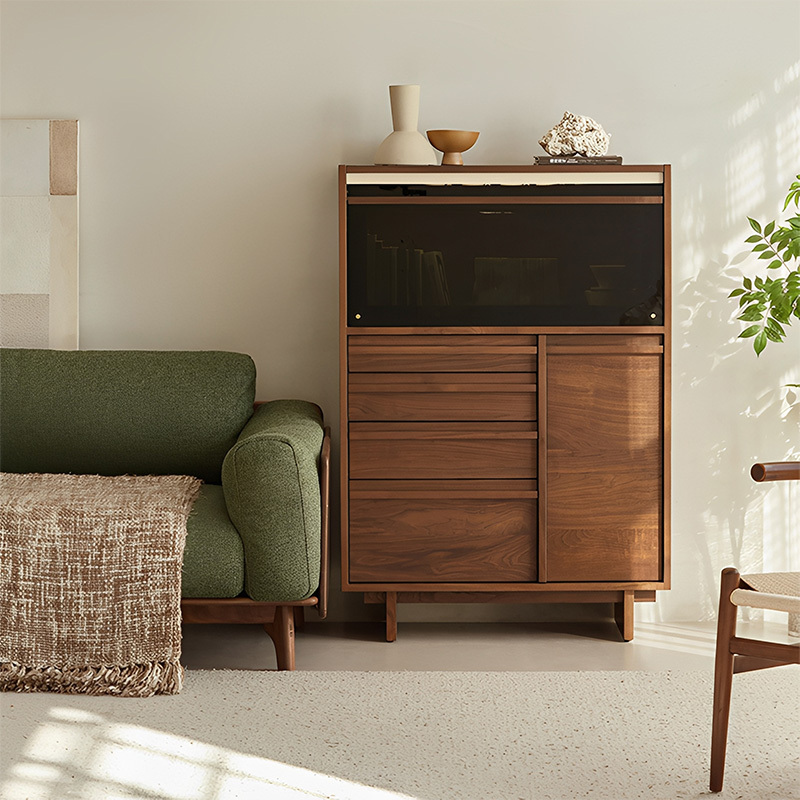 Woody Prime Walnut ウォールナット材 フラップ式ディスプレイキャビネット