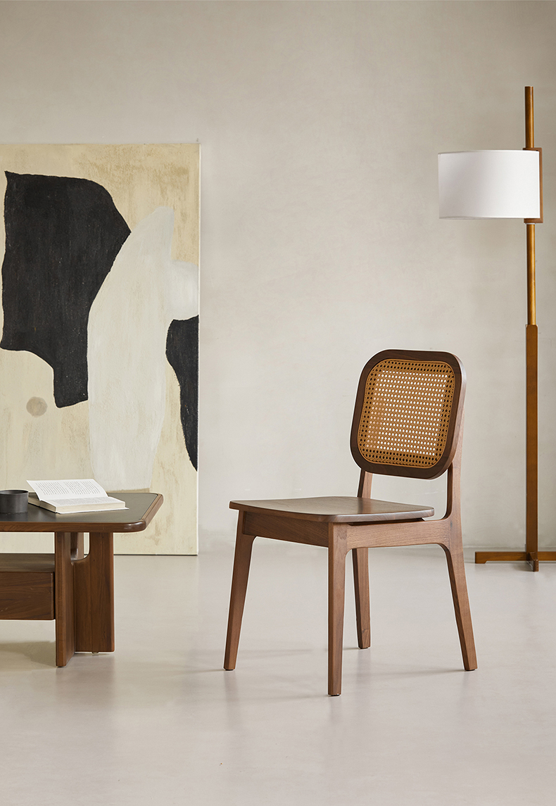 Woody Prime Walnut ウォールナット材 ラタンダイニングチェア | 天然