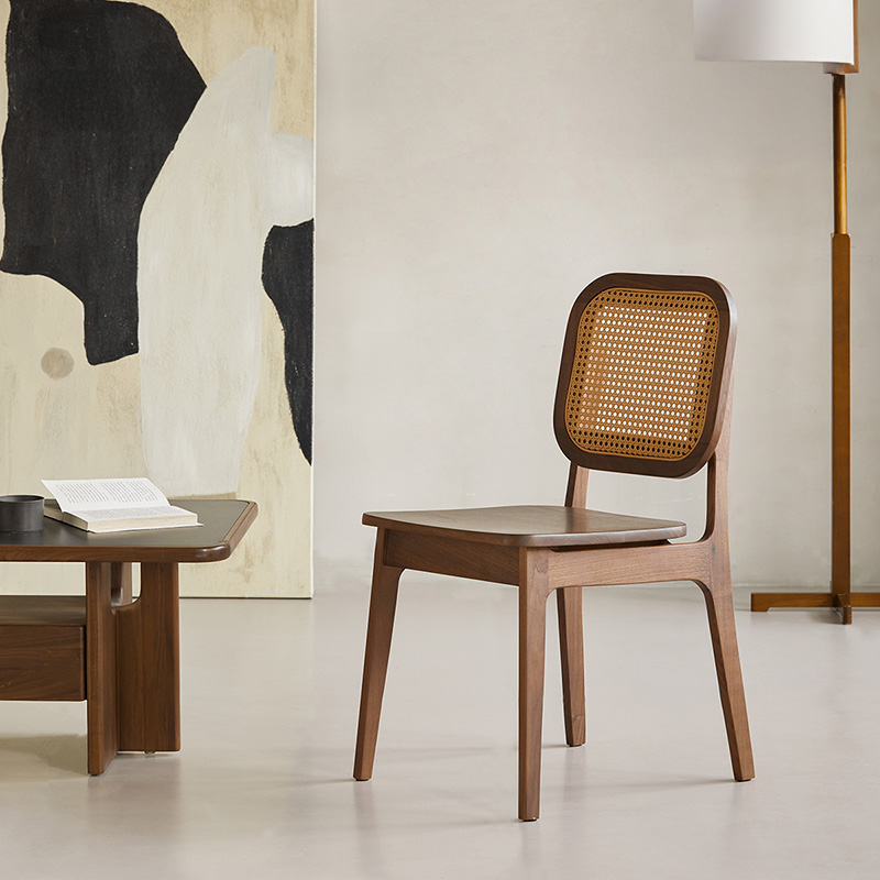 Woody Prime Walnut ウォールナット材 ラタンダイニングチェア
