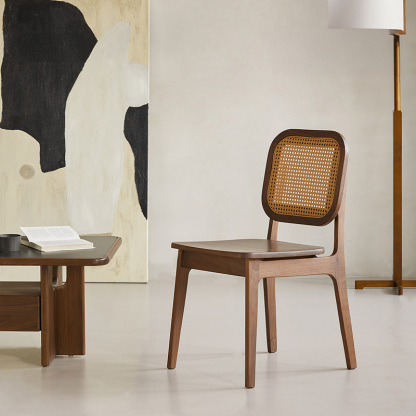 Woody Prime Walnut ウォールナット材 ラタンダイニングチェア