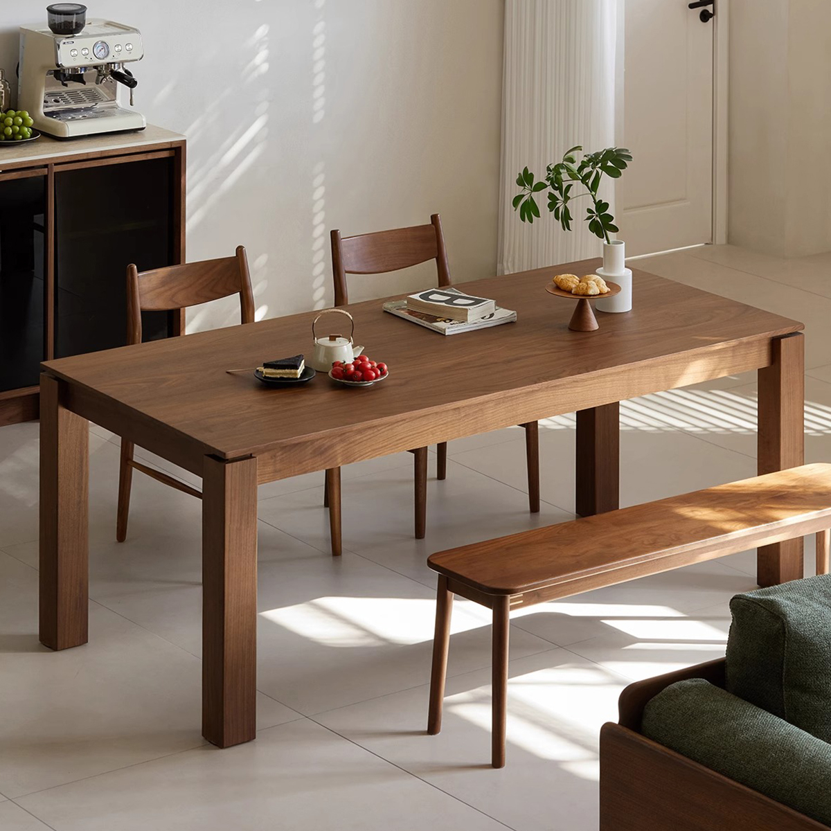 Woody Prime Walnut ウォールナット材 天然木ロングダイニングテーブル