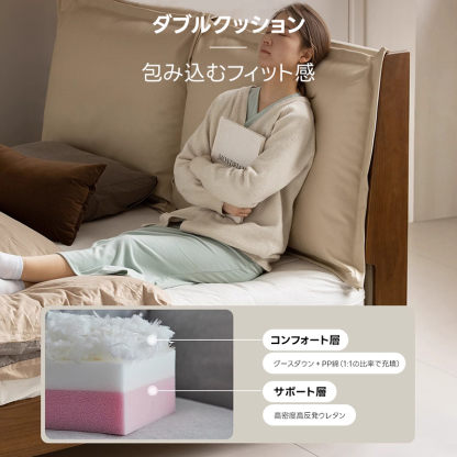 Woody Prime Walnut ウォールナット材 ハイバックファブリックベッド
