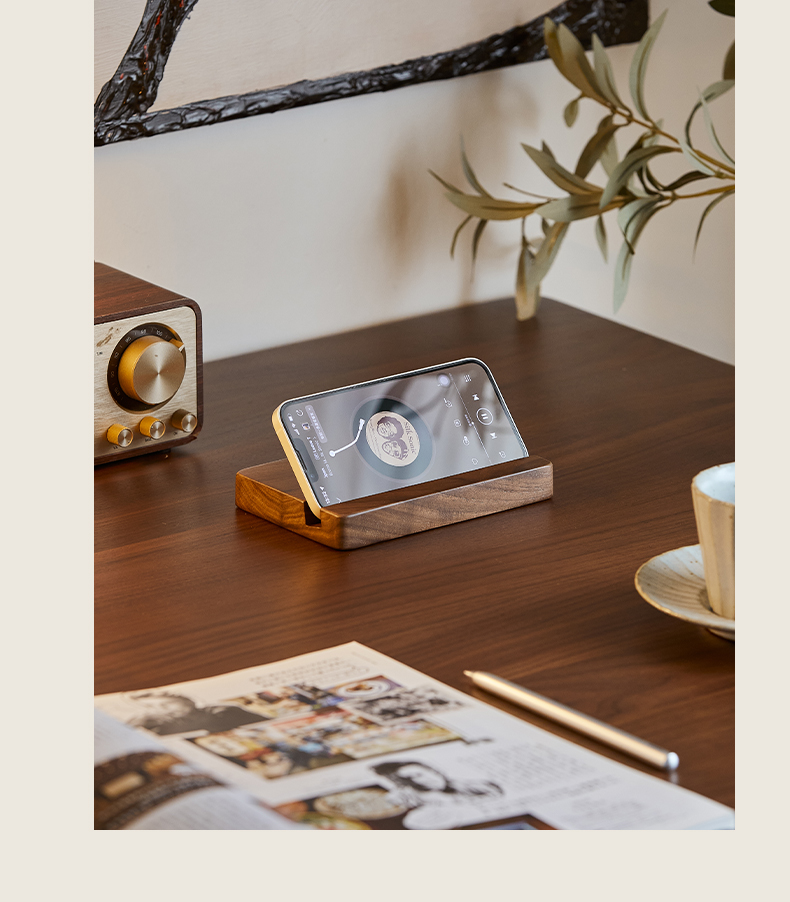 Woody Prime Walnut スマホスタンド【高級天然ブラックウォールナット