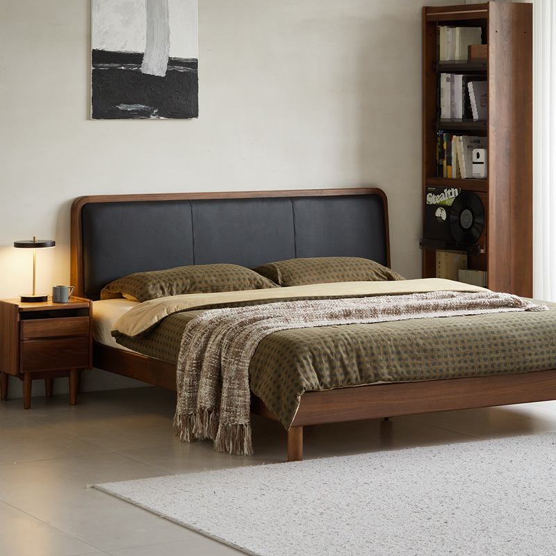 Woody Prime Walnut ウォールナット材 レザーボードクラシックデザインベッド