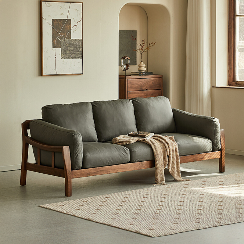 ブラックウォールナット材シックデザインソファ