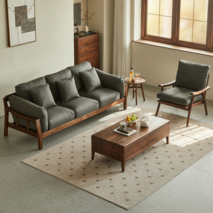 ブラックウォールナット材シックデザインソファ